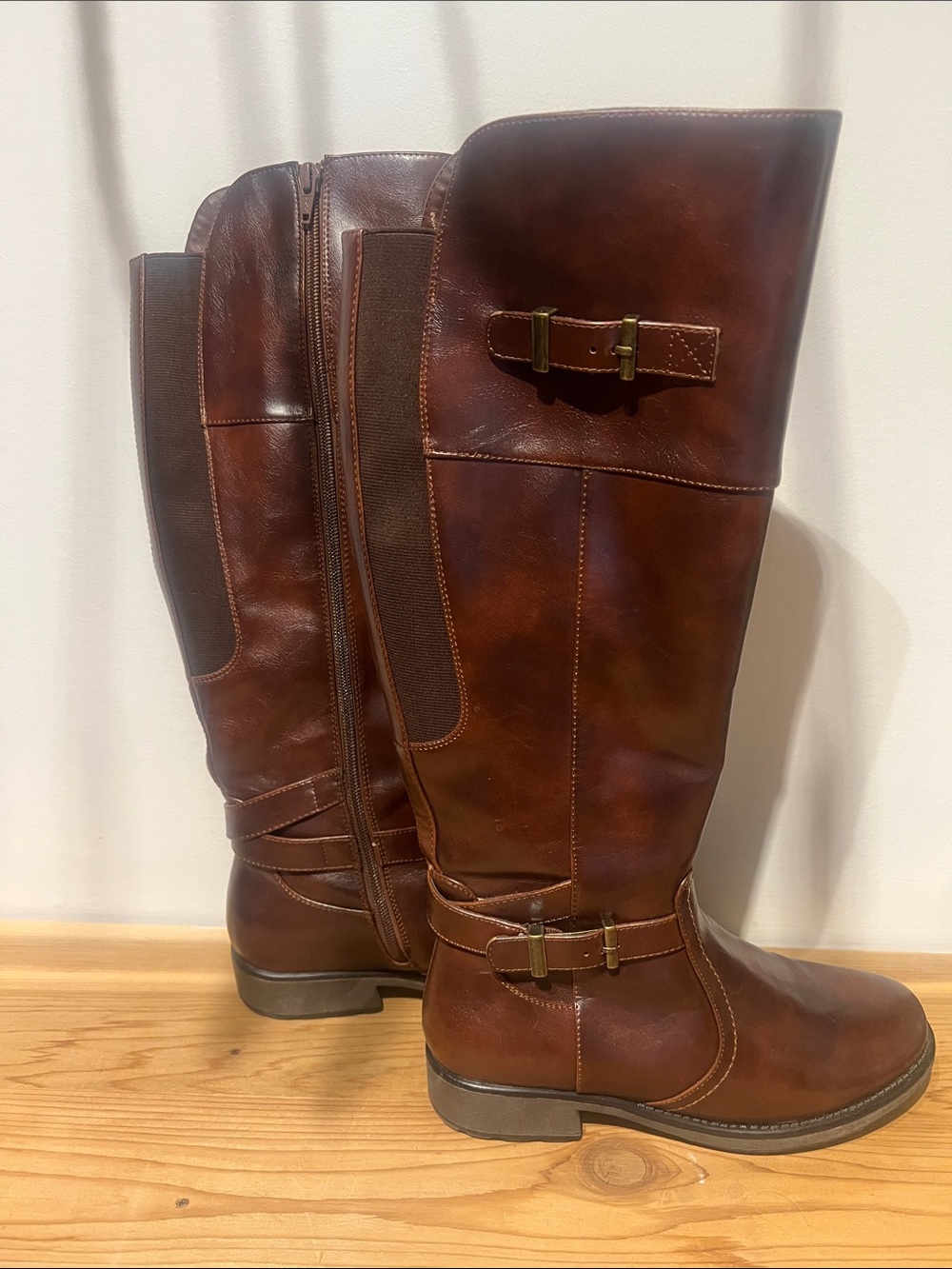Denver Hayes Women's Chestnut Brown Tall Leather Riding Boots